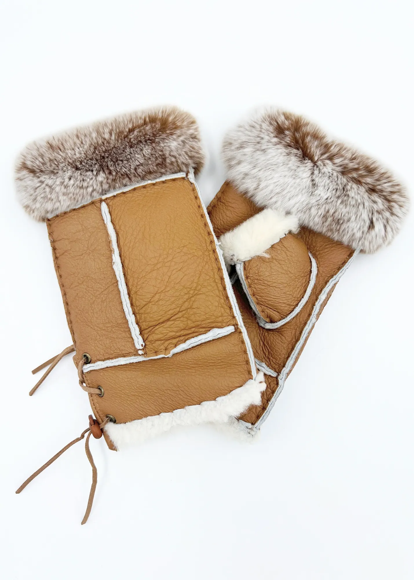 Handsfree Shearling & Rabbit Texting Gloves