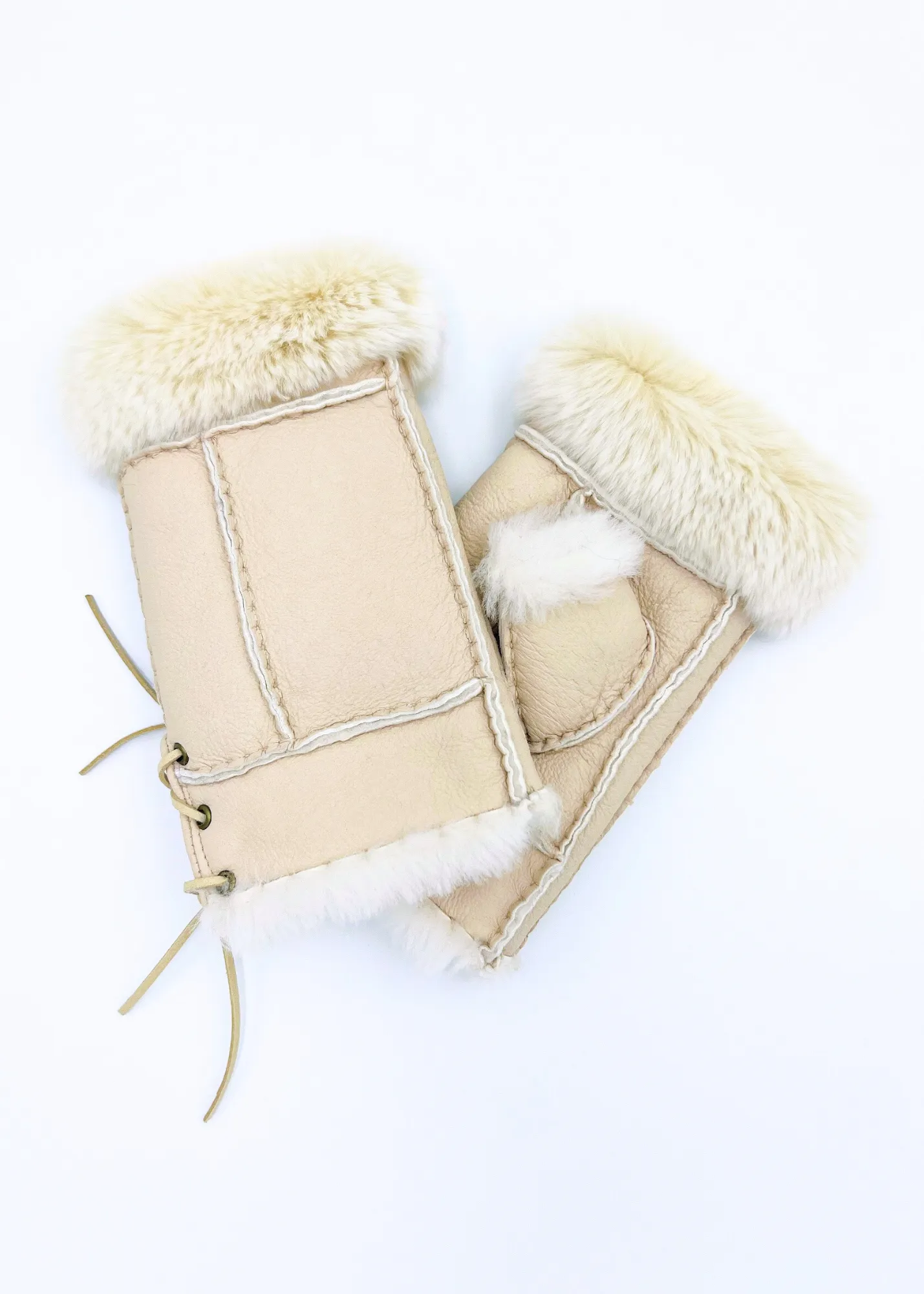 Handsfree Shearling & Rabbit Texting Gloves