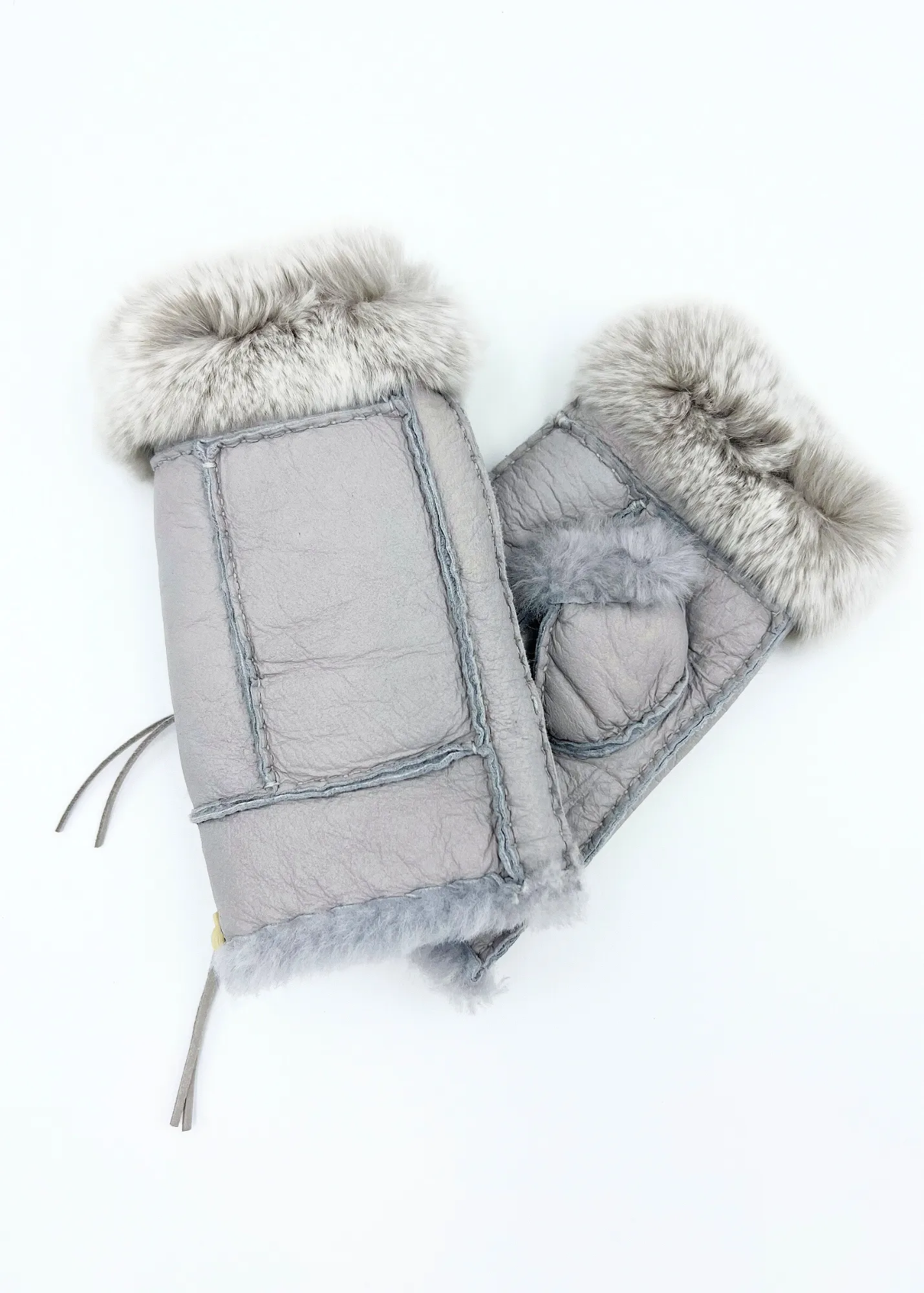 Handsfree Shearling & Rabbit Texting Gloves