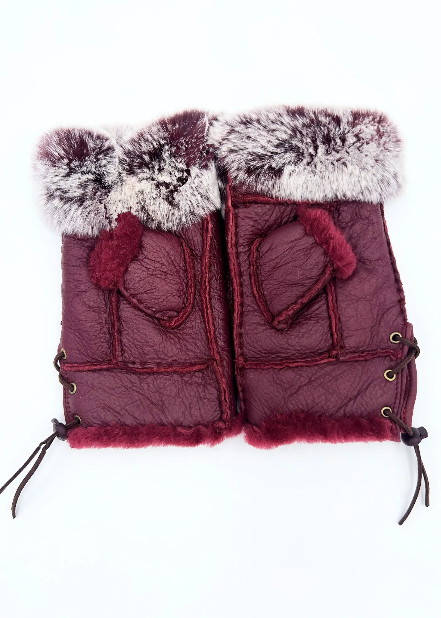 Handsfree Shearling & Rabbit Texting Gloves