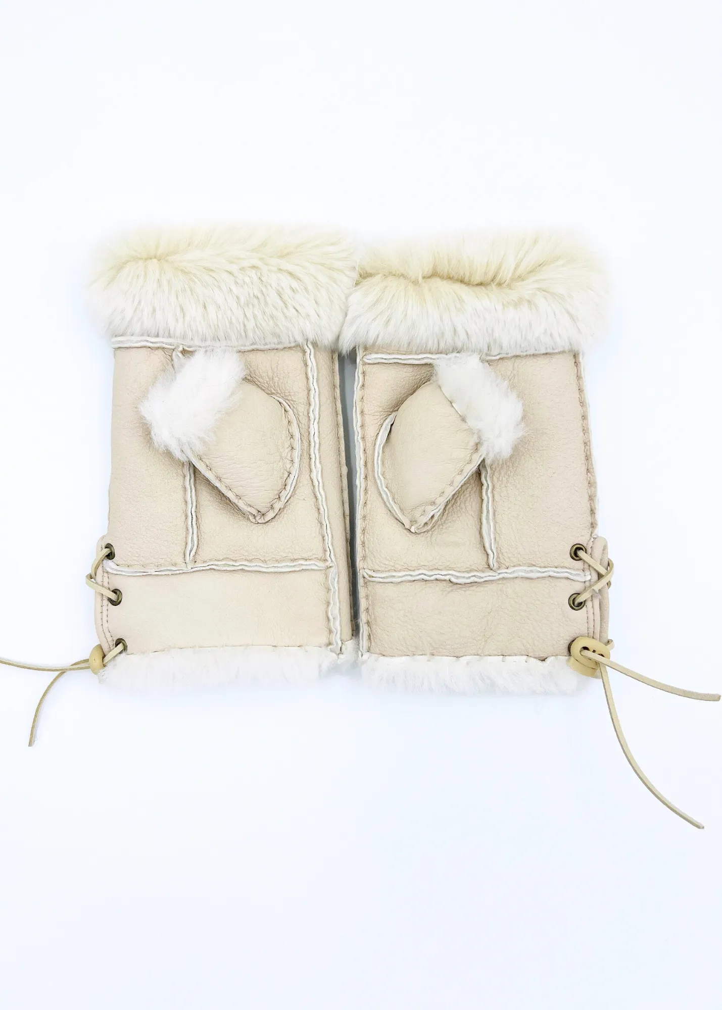 Handsfree Shearling & Rabbit Texting Gloves