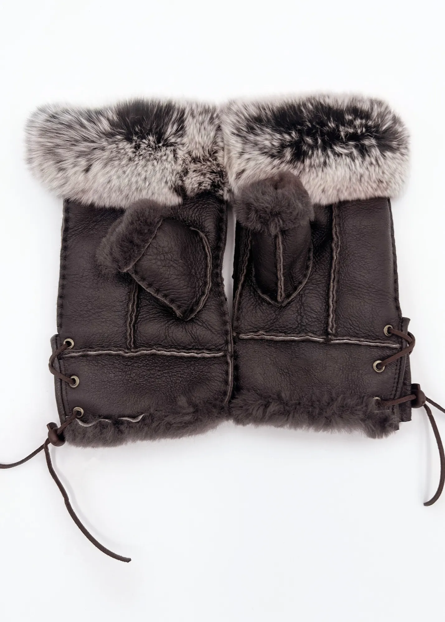 Handsfree Shearling & Rabbit Texting Gloves