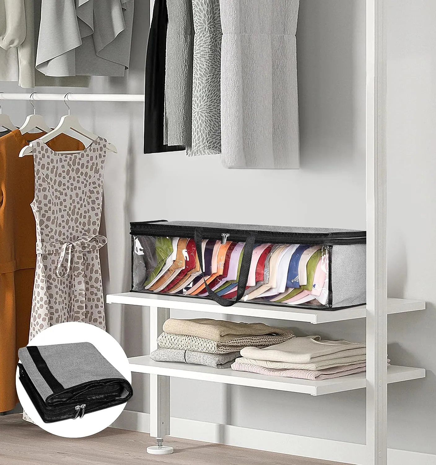 Hat Bag & Baseball Cap Organizer - Perfect for Storing Large amounts of Fitted Hats and Caps - Sleet Gray