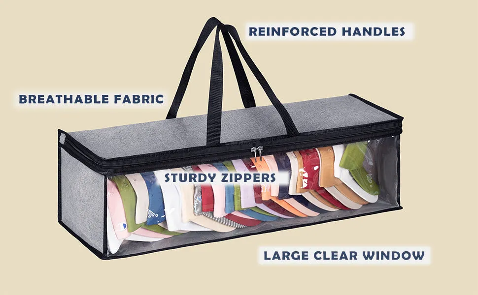 Hat Bag & Baseball Cap Organizer - Perfect for Storing Large amounts of Fitted Hats and Caps - Sleet Gray