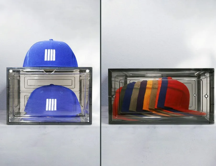 Hat Organizer & Premium Hat Storage Box for Baseball Caps - Obsidian Black