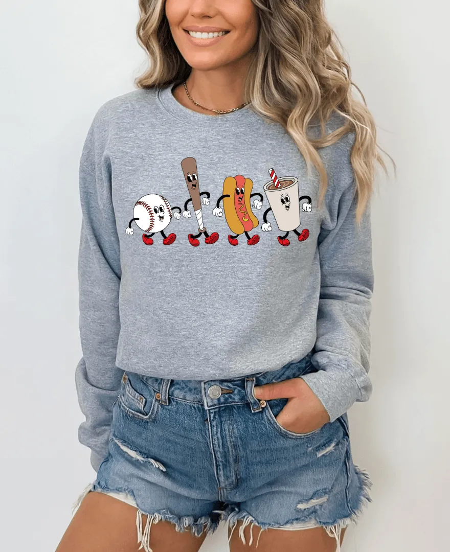 Hazel Blues® | Baseball Cartoon Graphic Sweatshirt