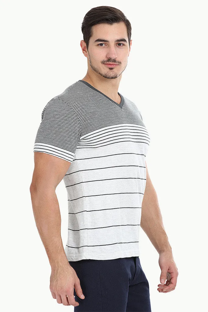 Heather Off-White Black Stripe Shirt