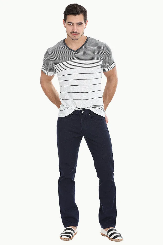 Heather Off-White Black Stripe Shirt
