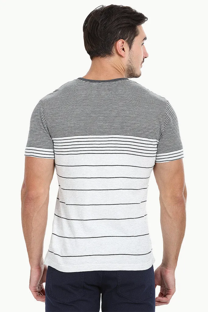 Heather Off-White Black Stripe Shirt
