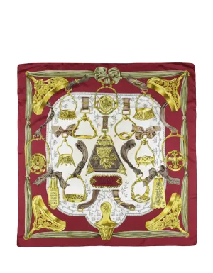 Hermes Burgundy Etriers 90cm Silk Scarf