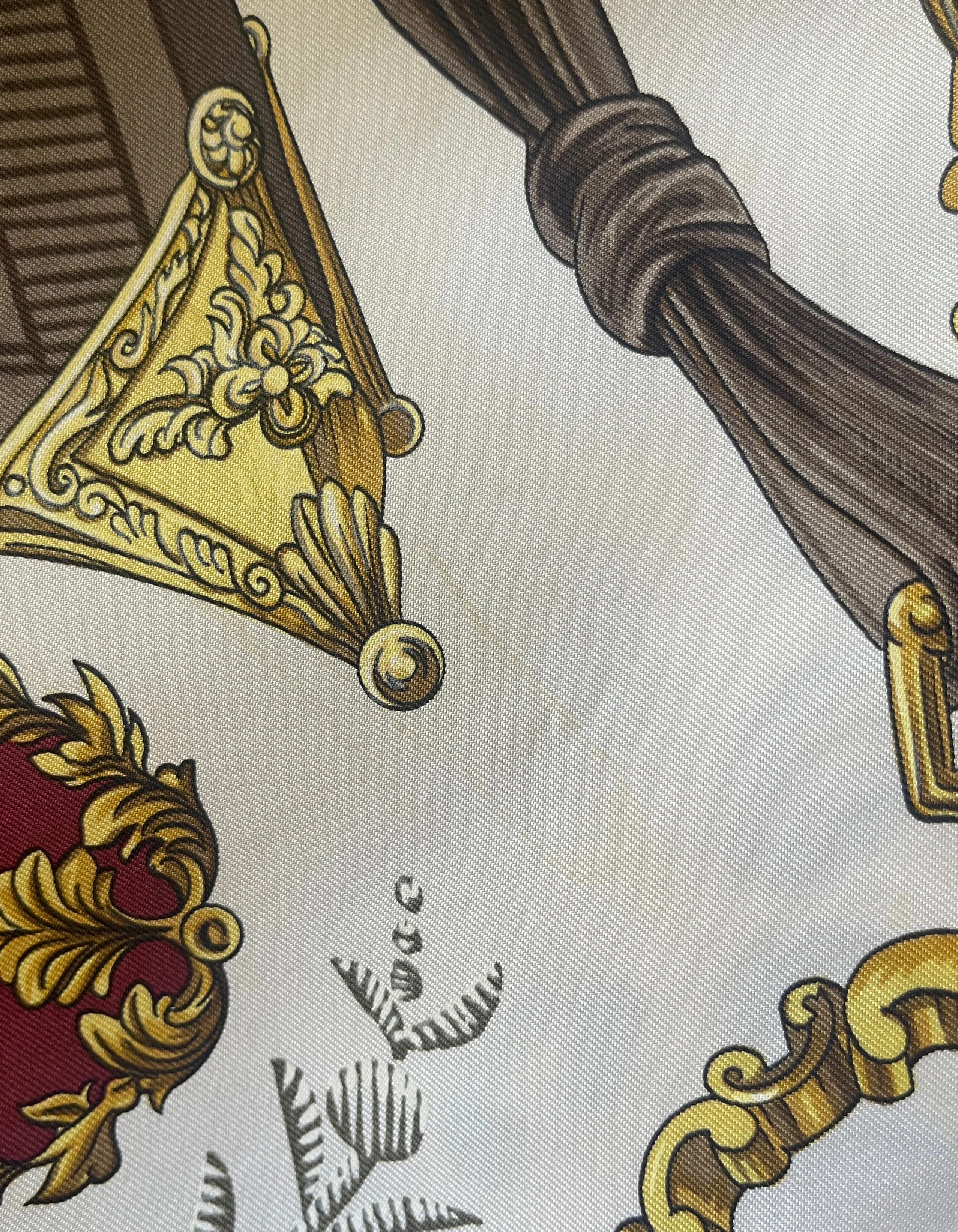 Hermes Burgundy Etriers 90cm Silk Scarf