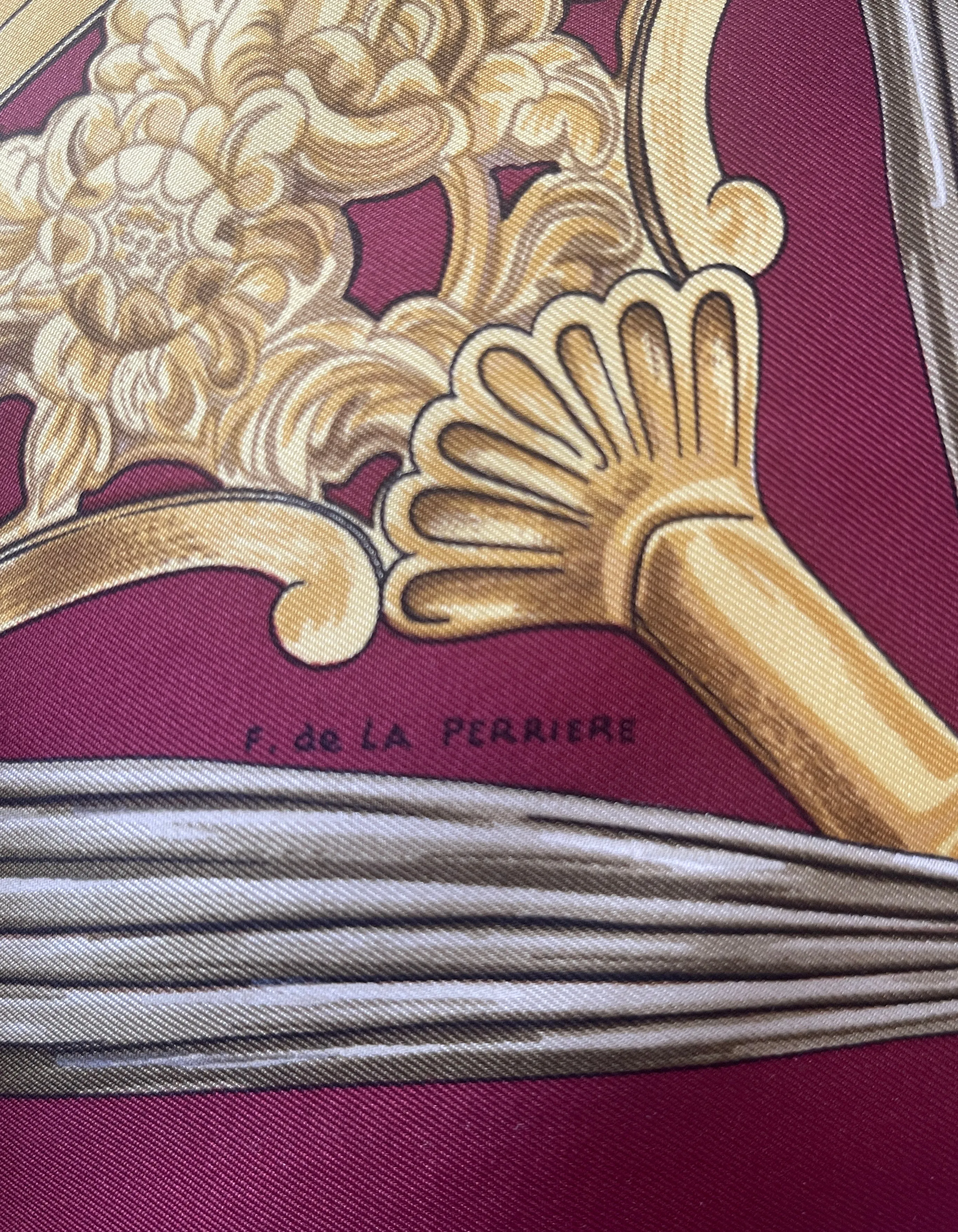 Hermes Burgundy Etriers 90cm Silk Scarf