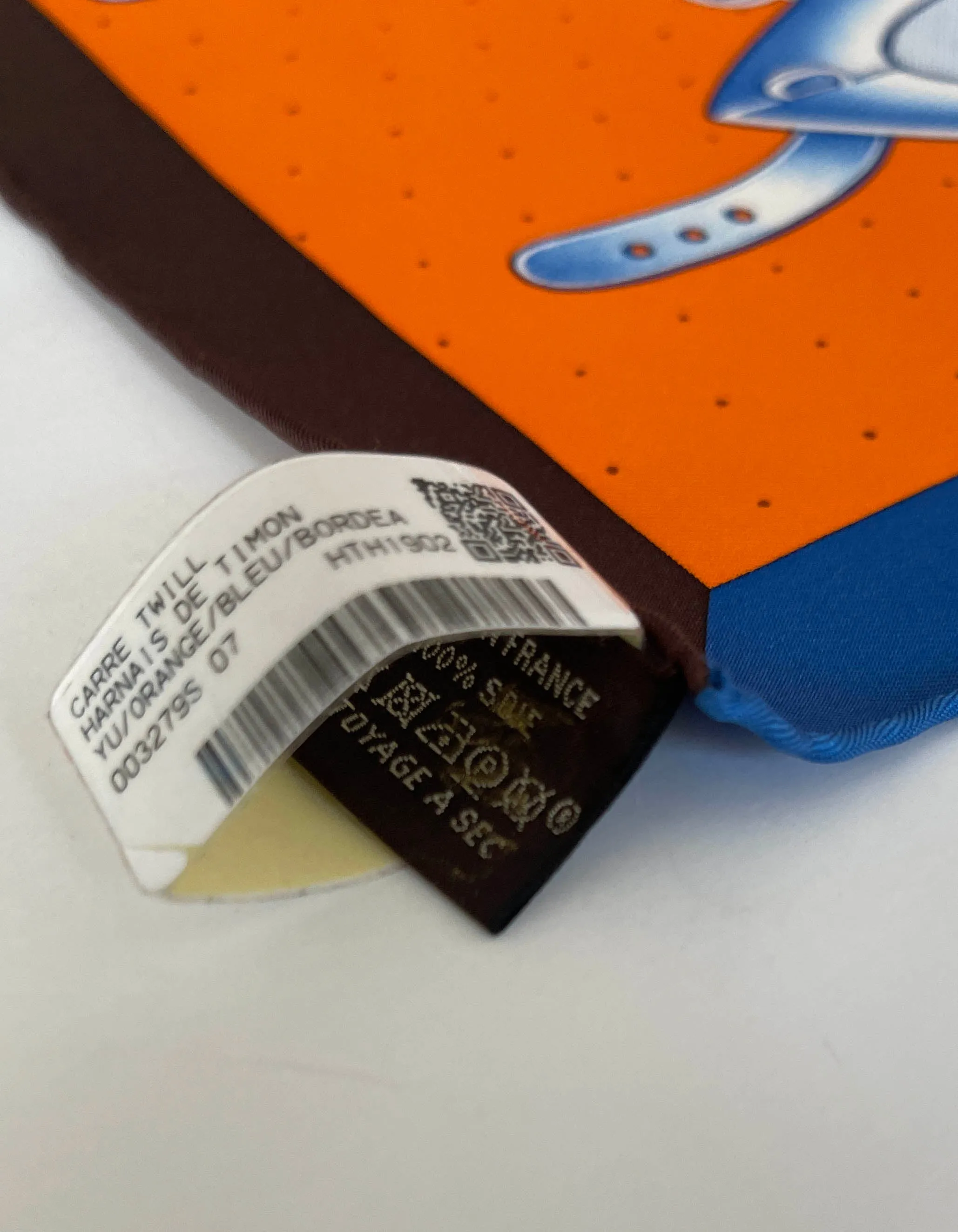 Hermes Orange/Bleu/Bordea Harnais de Timon 90cm Silk Scarf