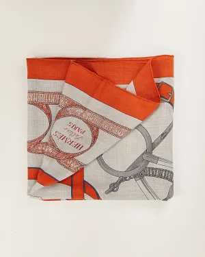 Hermes Orange/Grey/Blue Cashmere & Silk140 Eperon D'Or Shawl