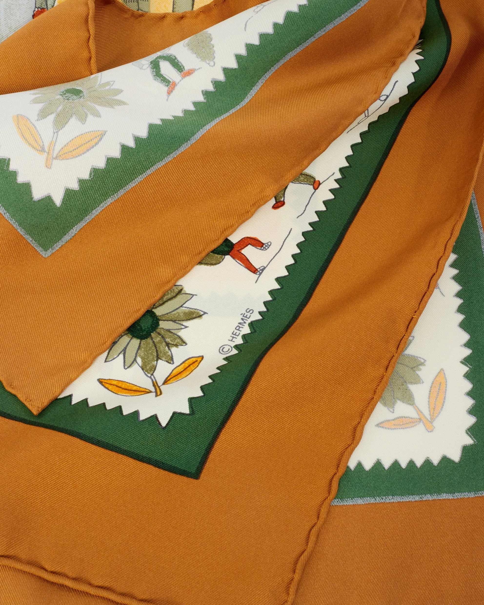Hermès Brown & Blue Multi "Retour A La Terre" Silk Scarf