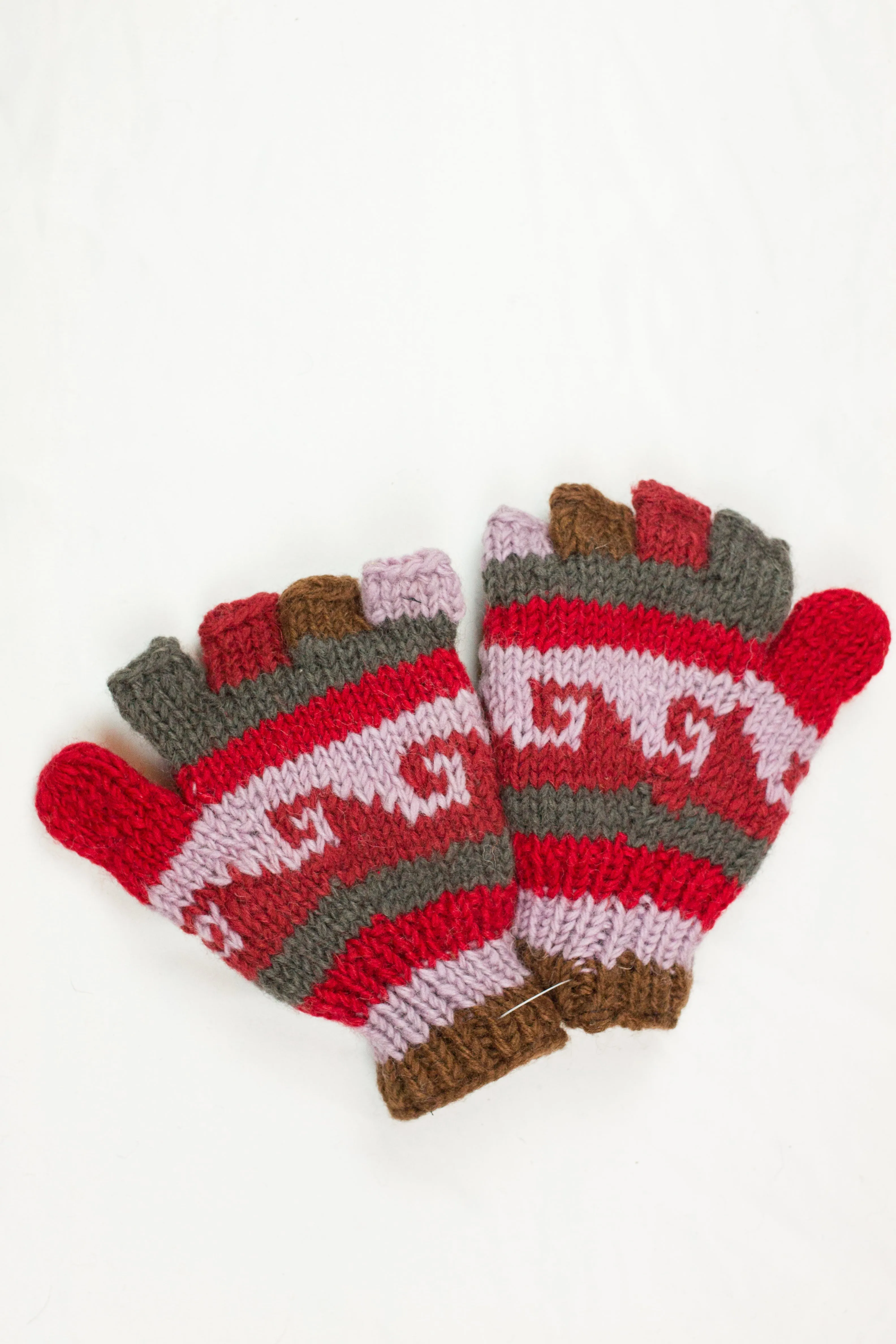 High quality hand knitted woolen half glove with soft fleece liner - unisex