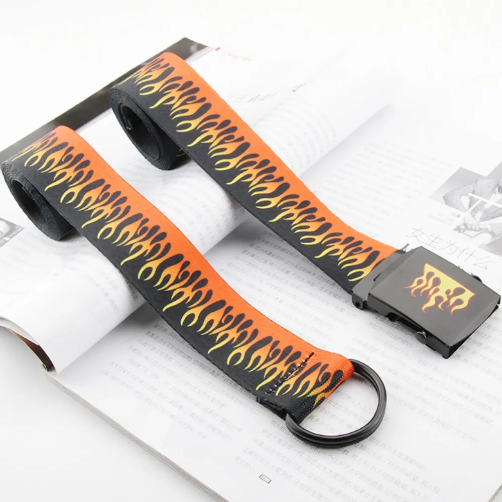 Hip-hop Canvas Flame Belt