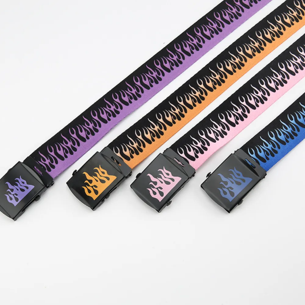 Hip-hop Canvas Flame Belt