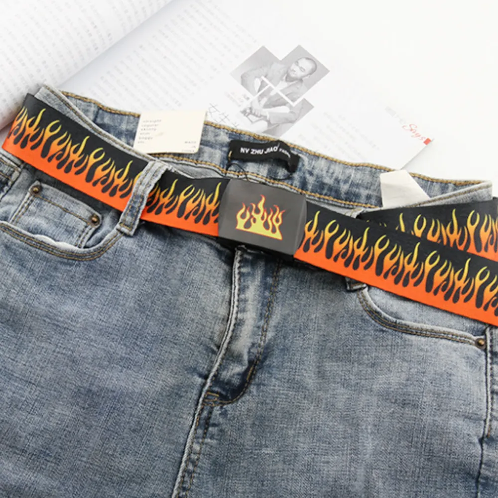 Hip-hop Canvas Flame Belt
