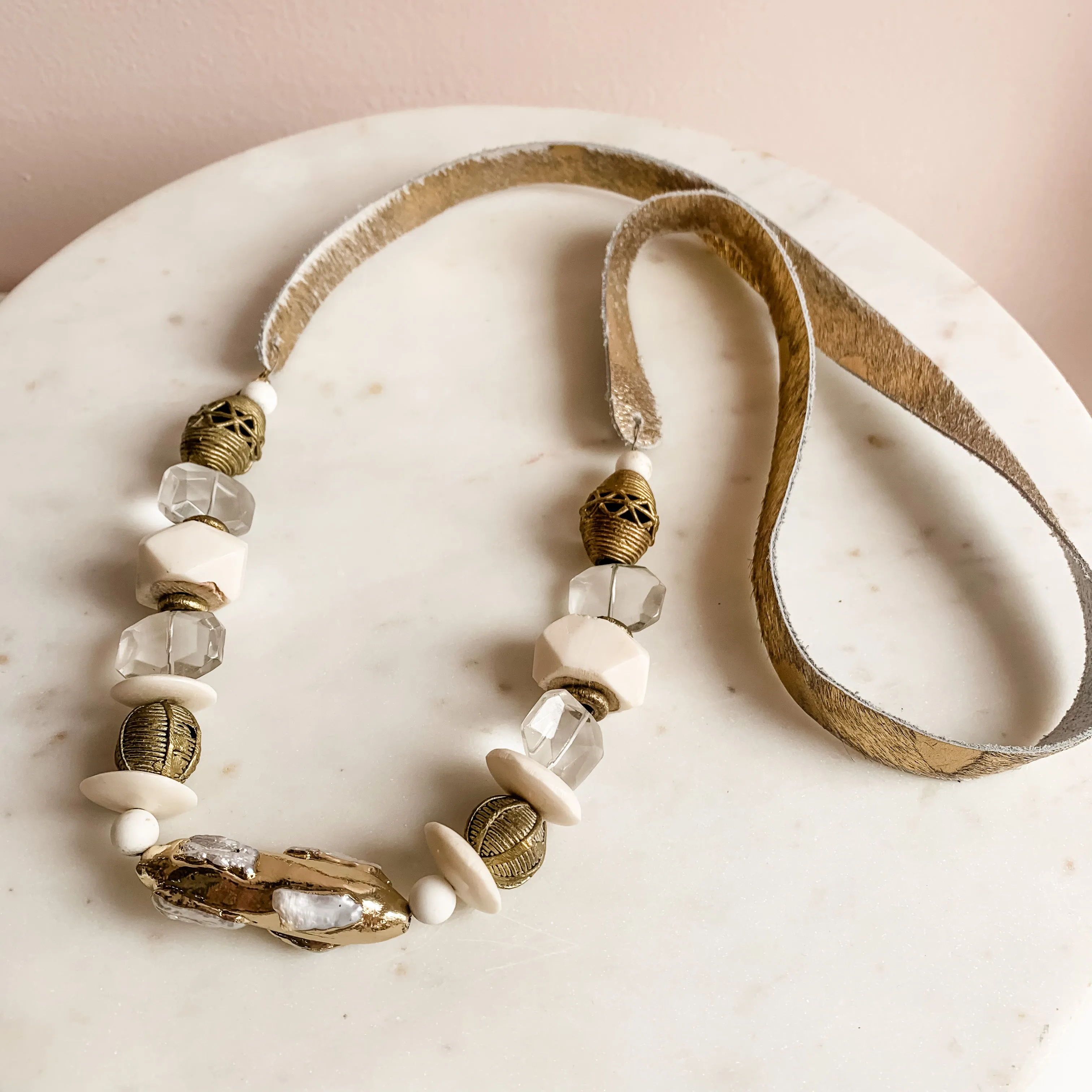 Holiday House Gold Accented Pearl Statement Necklace