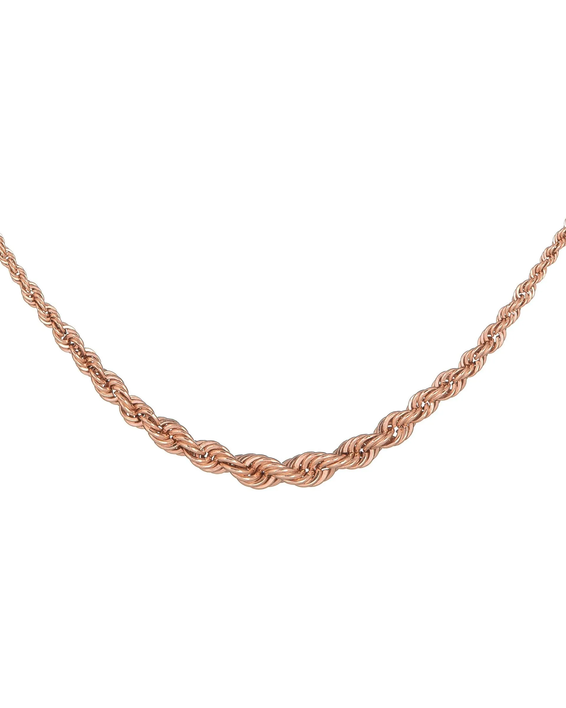 Hollow Graduated Rope Chain Necklace 14K