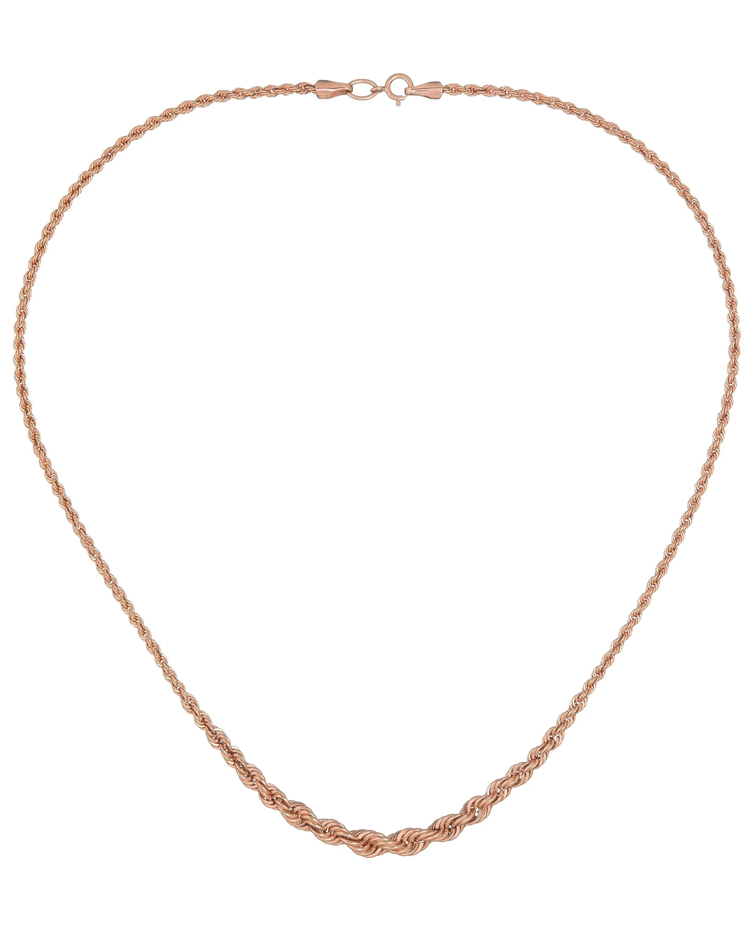 Hollow Graduated Rope Chain Necklace 14K