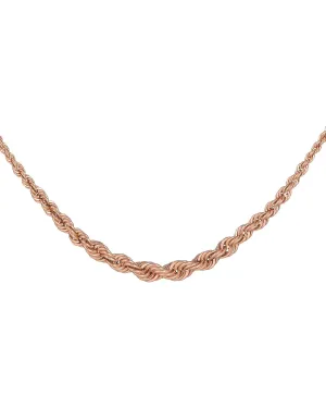 Hollow Graduated Rope Chain Necklace 14K