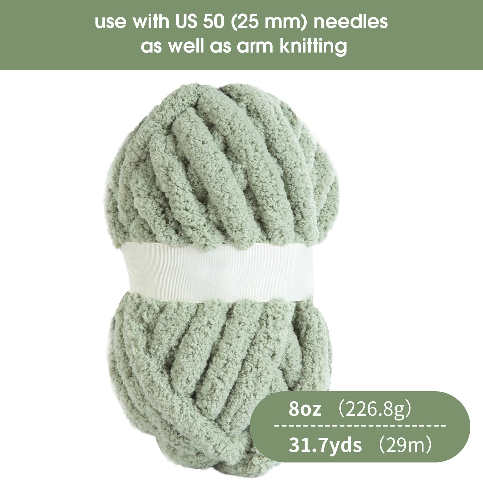 HOMBYS Chunky Chenille Yarn for Crocheting, Bulky Thick Fluffy Yarn for Knitting,Super Bulky Chunky Yarn for Hand Knitting Blanket, Soft Plush Yarn, 8 Jumbo Pack