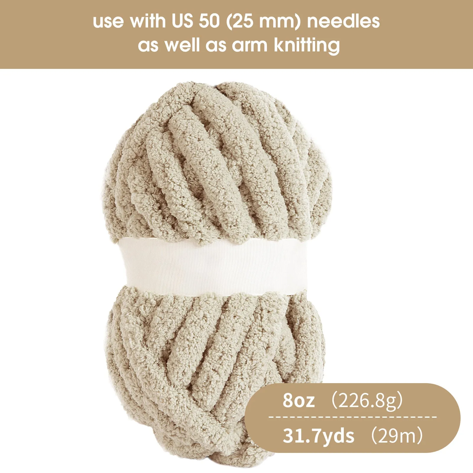 HOMBYS Chunky Chenille Yarn for Crocheting, Bulky Thick Fluffy Yarn for Knitting,Super Bulky Chunky Yarn for Hand Knitting Blanket, Soft Plush Yarn, 8 Jumbo Pack