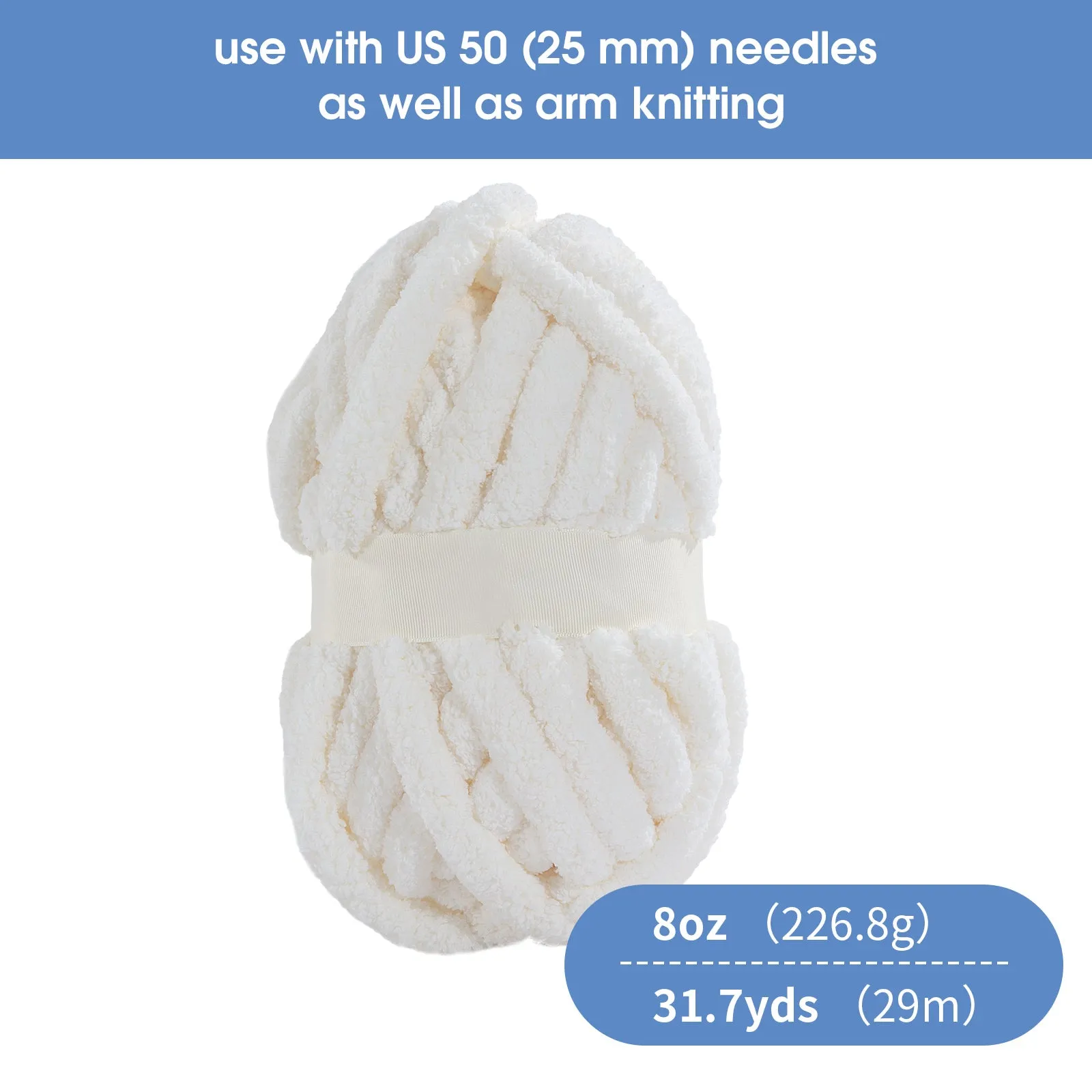 HOMBYS Chunky Chenille Yarn for Crocheting, Bulky Thick Fluffy Yarn for Knitting,Super Bulky Chunky Yarn for Hand Knitting Blanket, Soft Plush Yarn, 8 Jumbo Pack