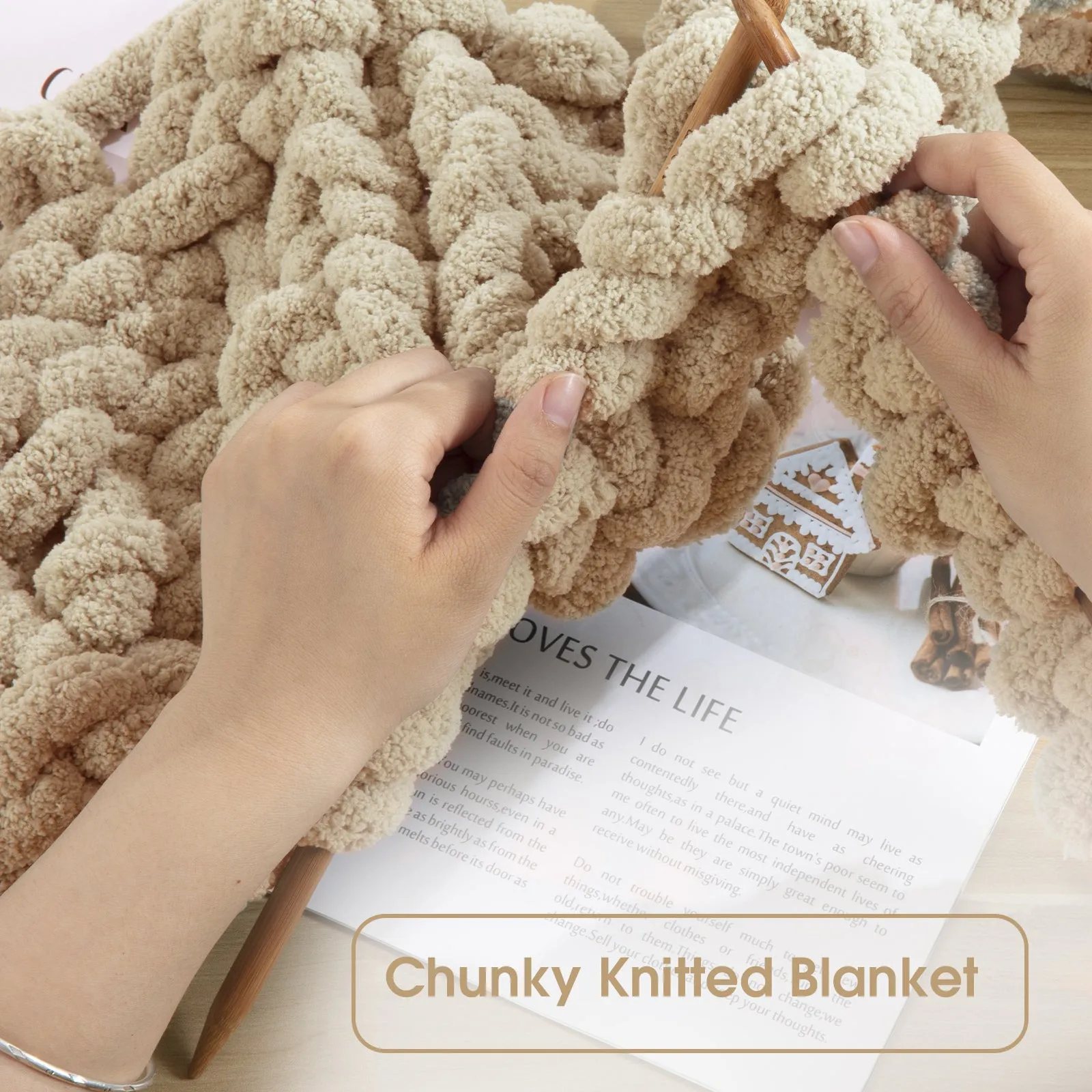 HOMBYS Chunky Chenille Yarn for Crocheting, Bulky Thick Fluffy Yarn for Knitting,Super Bulky Chunky Yarn for Hand Knitting Blanket, Soft Plush Yarn, 8 Jumbo Pack