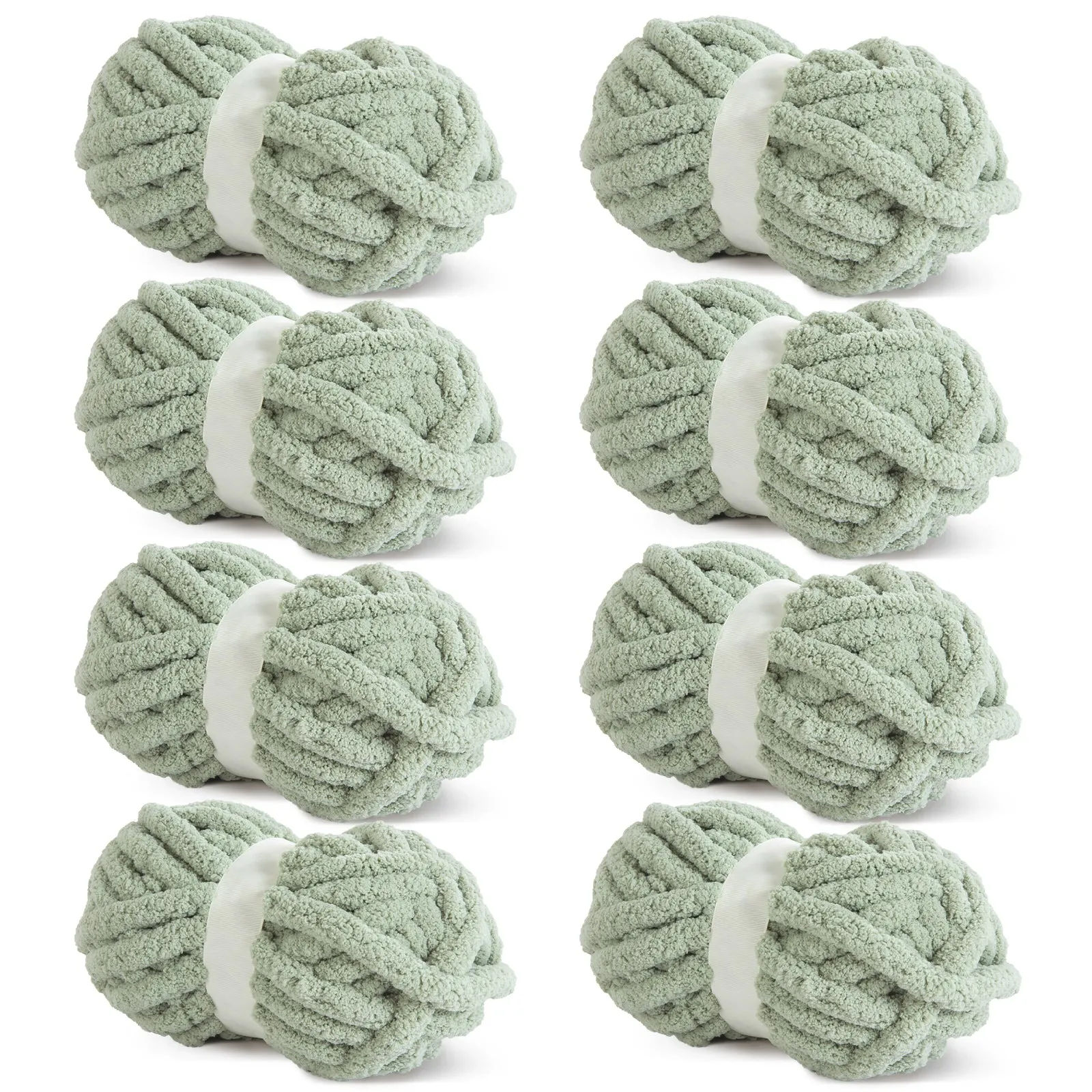 HOMBYS Chunky Chenille Yarn for Crocheting, Bulky Thick Fluffy Yarn for Knitting,Super Bulky Chunky Yarn for Hand Knitting Blanket, Soft Plush Yarn, 8 Jumbo Pack