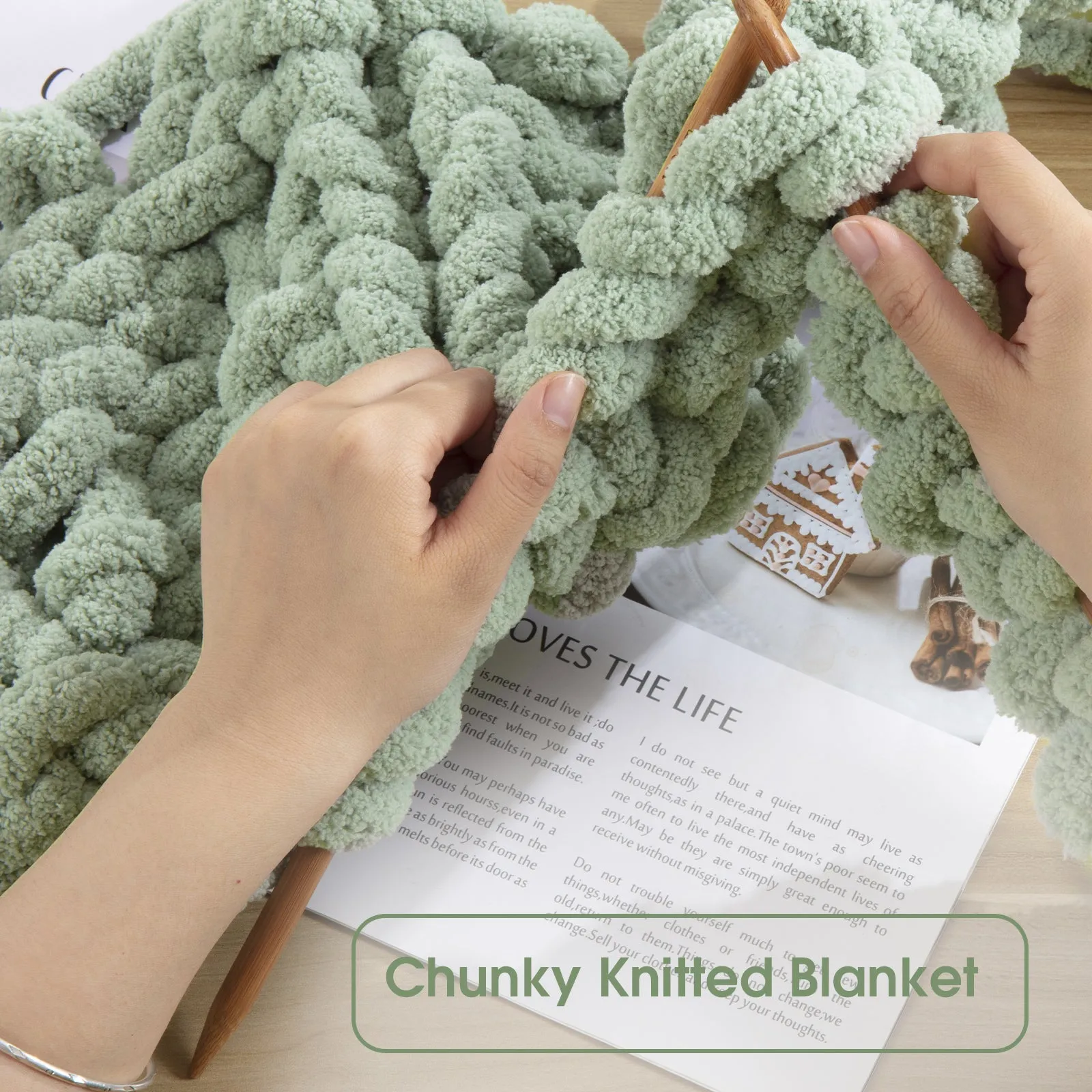 HOMBYS Chunky Chenille Yarn for Crocheting, Bulky Thick Fluffy Yarn for Knitting,Super Bulky Chunky Yarn for Hand Knitting Blanket, Soft Plush Yarn, 8 Jumbo Pack