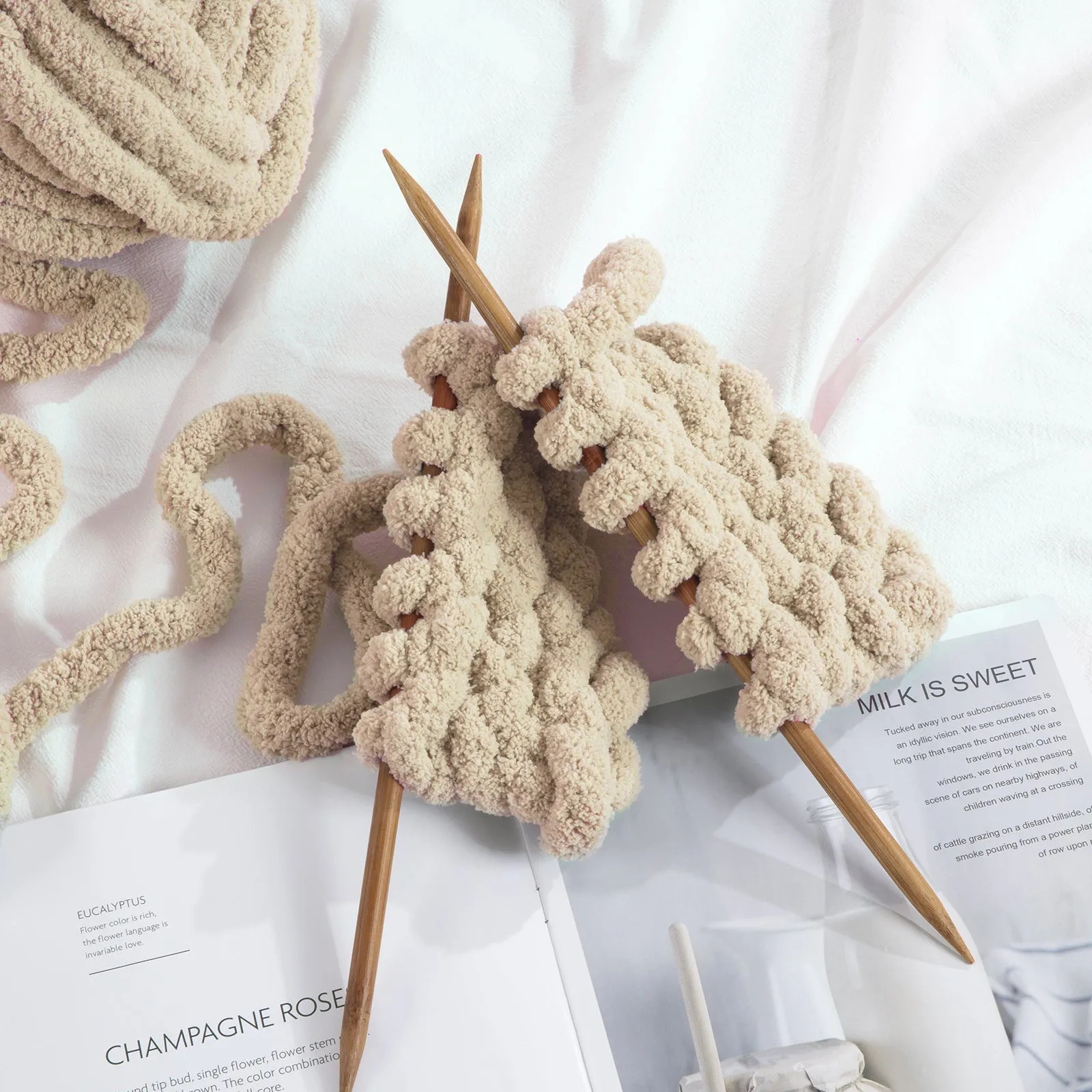HOMBYS Chunky Chenille Yarn for Crocheting, Bulky Thick Fluffy Yarn for Knitting,Super Bulky Chunky Yarn for Hand Knitting Blanket, Soft Plush Yarn, 8 Jumbo Pack