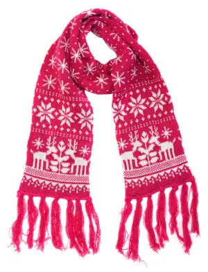 Hot Pink Snowflake Christmas Scarf