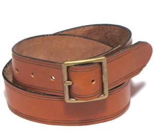 HP214  1 1/2" Honey Premium Leather Belt w/ Solid Brass Buckle