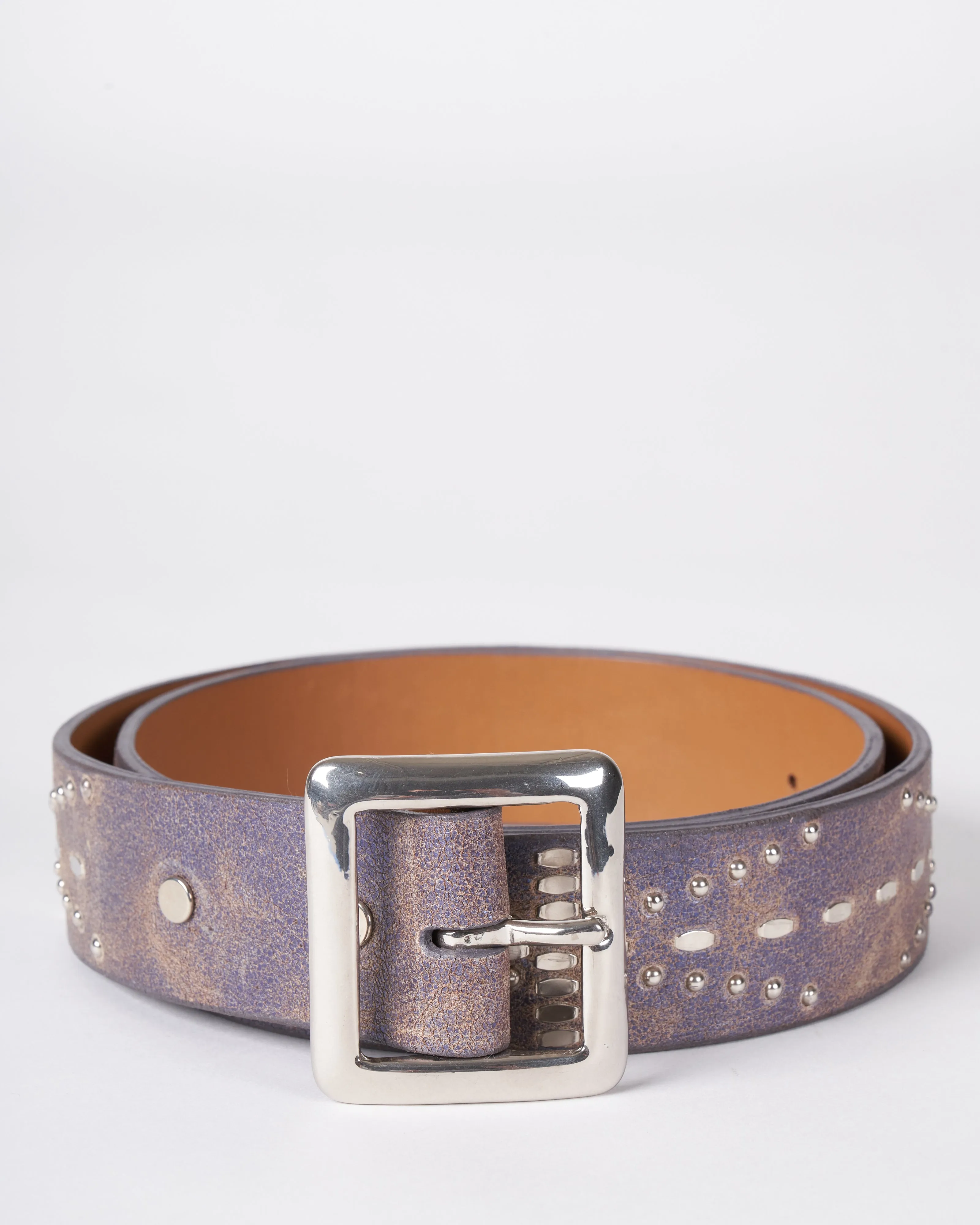 ige belt - blue pearl cracked leather