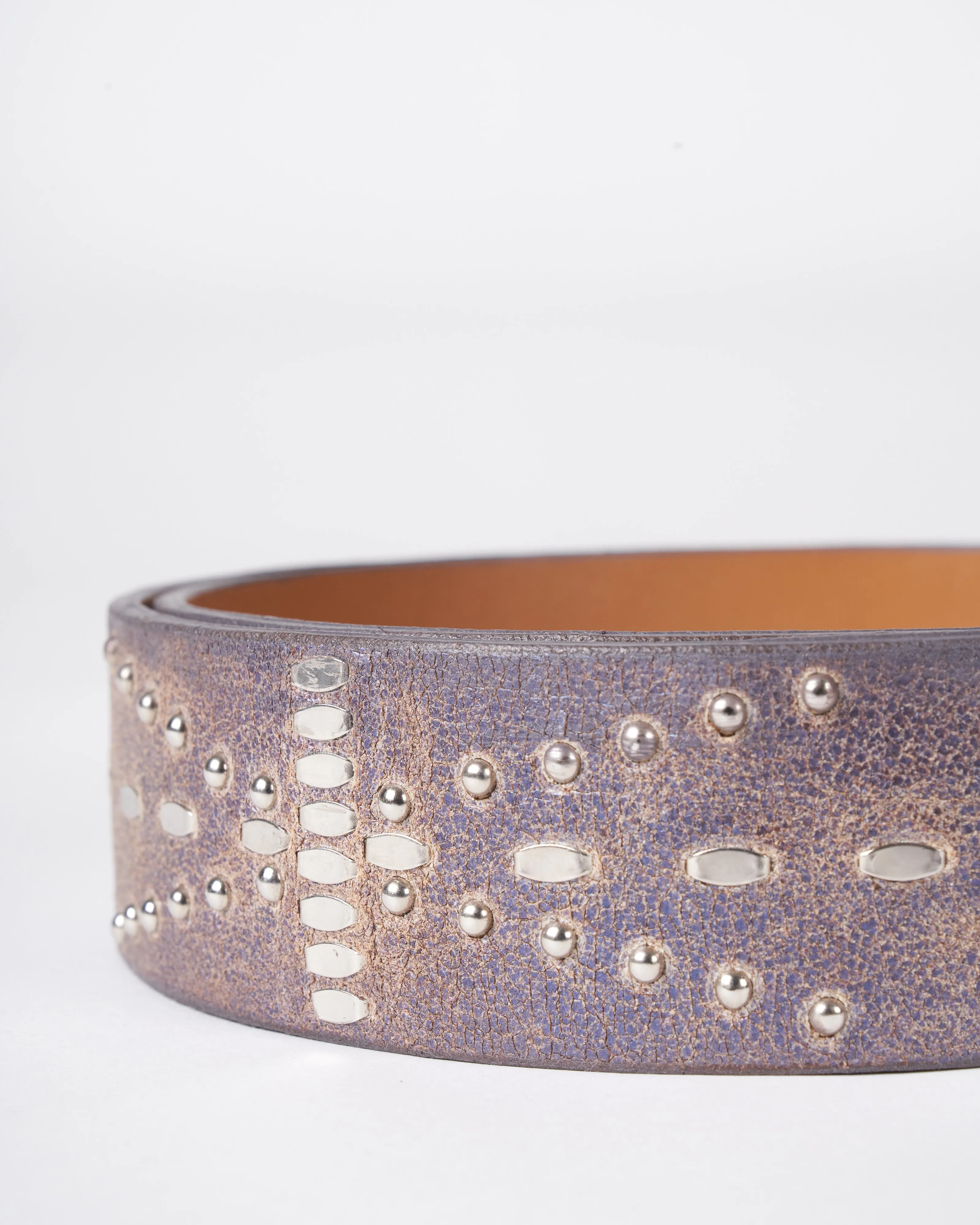 ige belt - blue pearl cracked leather