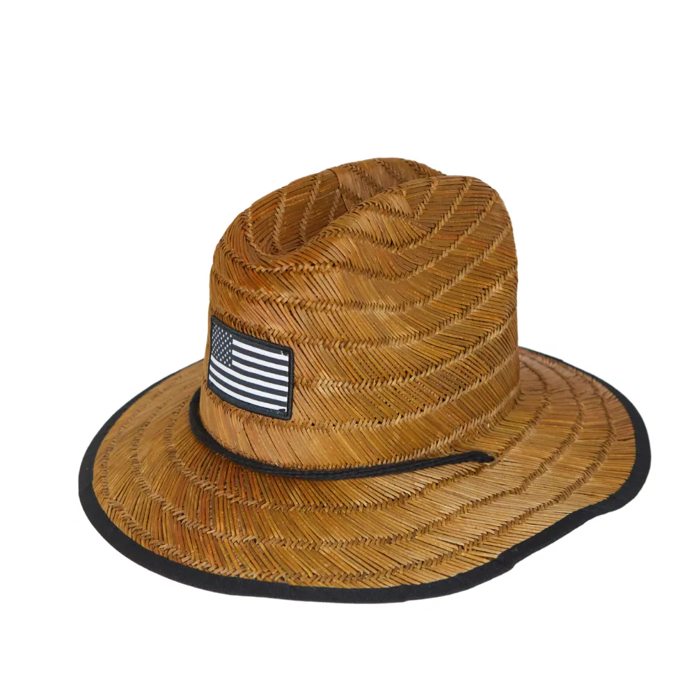 Infant Hat For Sun | American Flag Straw Hat