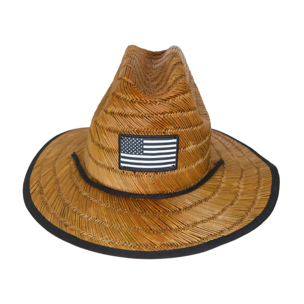 Infant Hat For Sun | American Flag Straw Hat