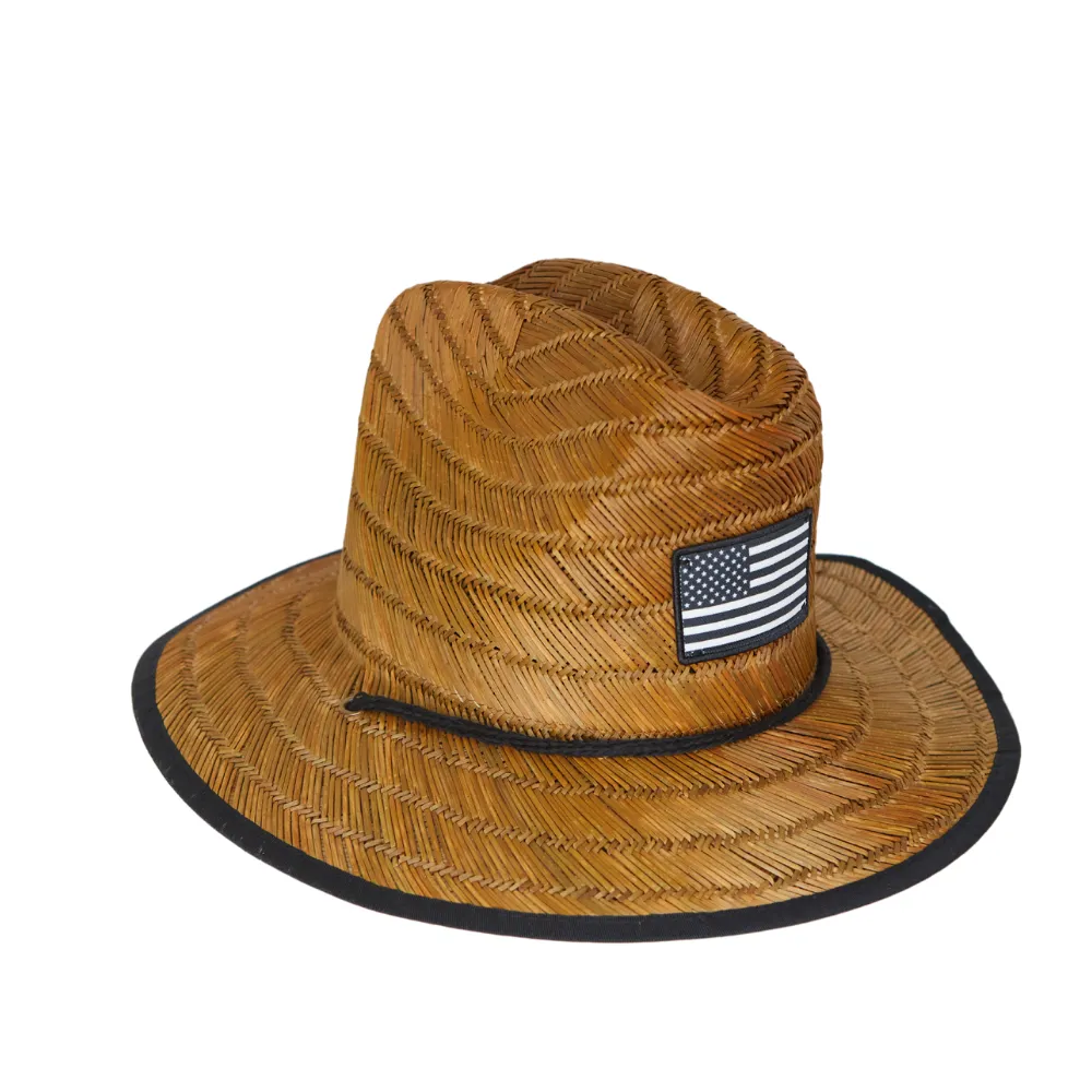 Infant Hat For Sun | American Flag Straw Hat
