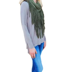 Infinity Scarf | Fringe Olive