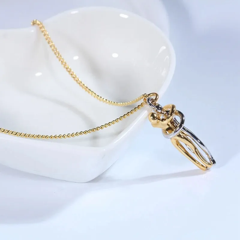 Intimate Couple Hugging Pendant Necklace