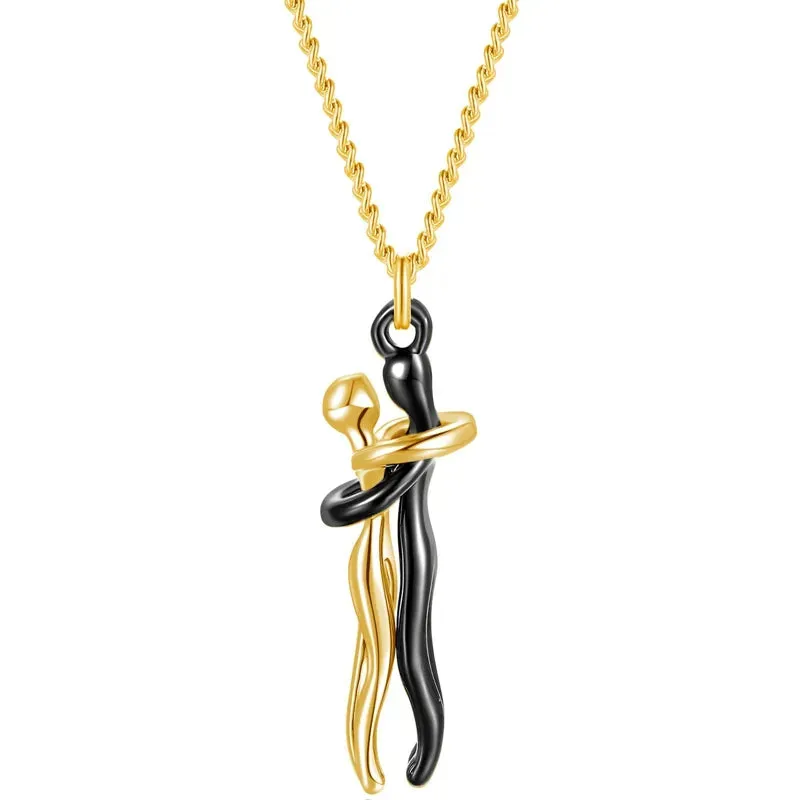 Intimate Couple Hugging Pendant Necklace
