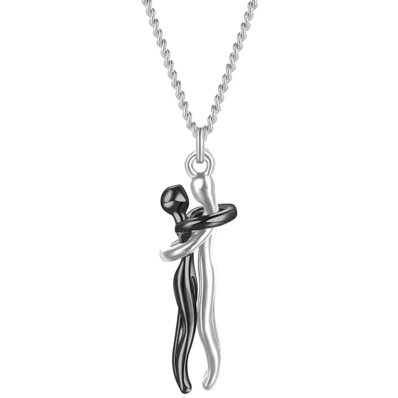 Intimate Couple Hugging Pendant Necklace