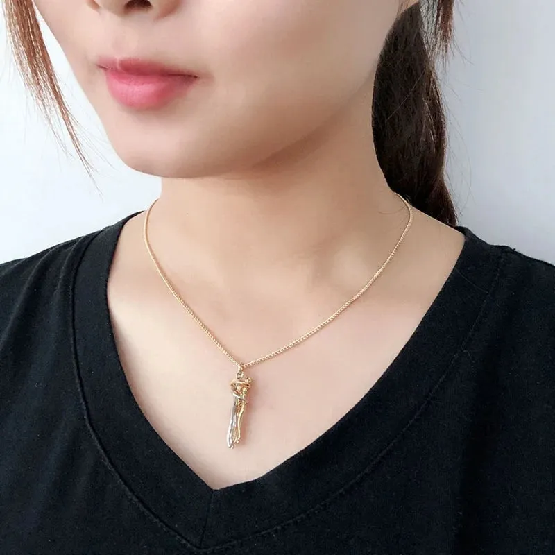 Intimate Couple Hugging Pendant Necklace