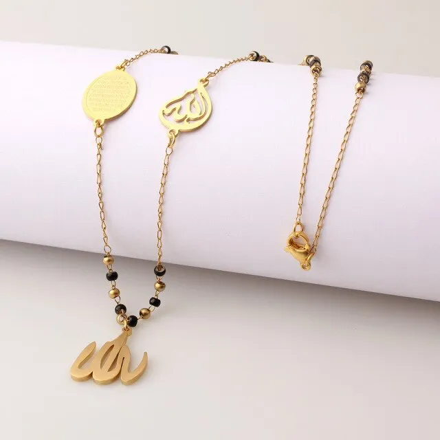 Islamic Muslims Allah Pattern Pendant Necklace