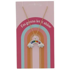 Jane Marie Kids Multi Crystal Silver Rainbow Necklace