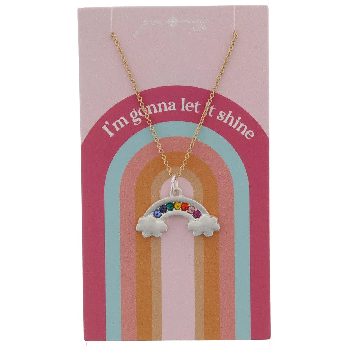 Jane Marie Kids Multi Crystal Silver Rainbow Necklace