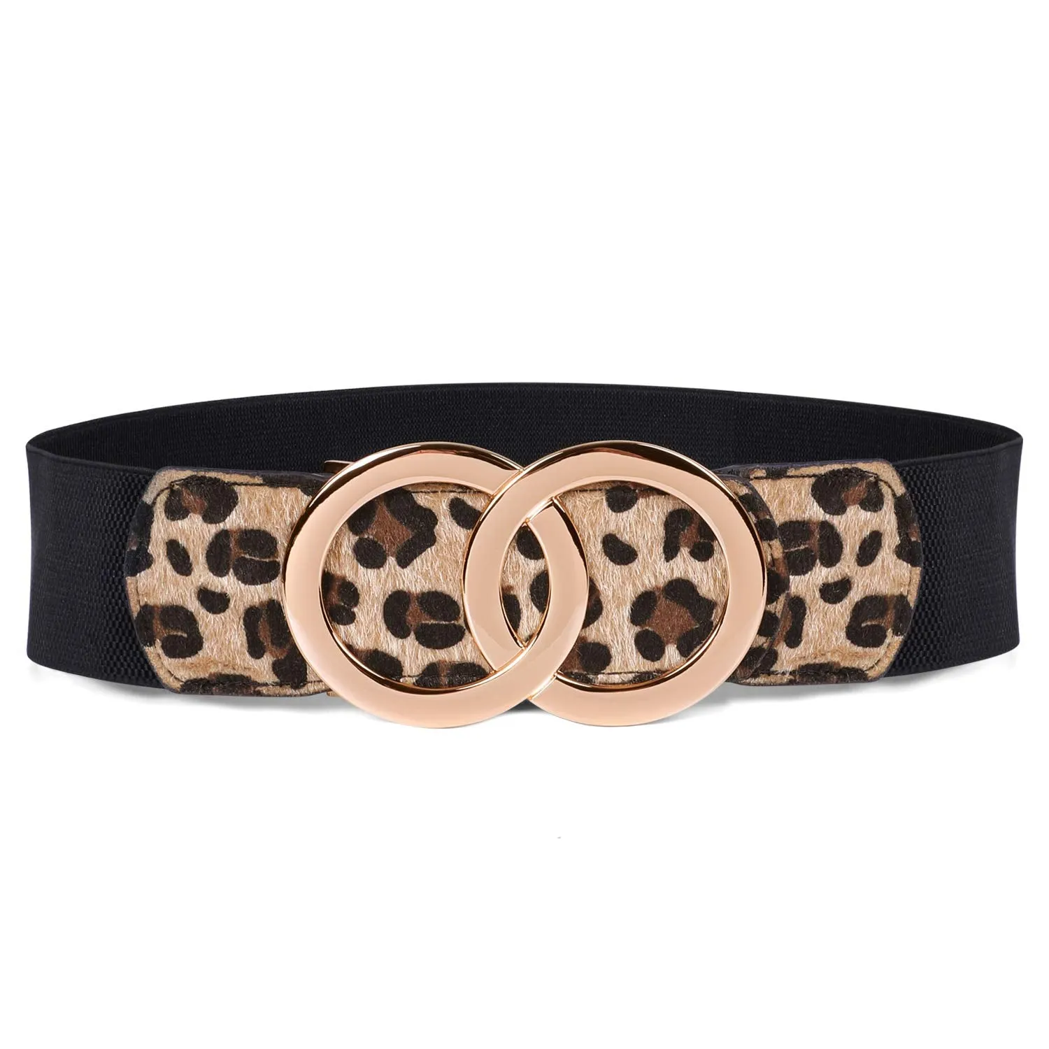 JASGOOD Women Stretchy Wide Waist Belts, Ladies Elastic Belt for Dresses Double Ring Buckle